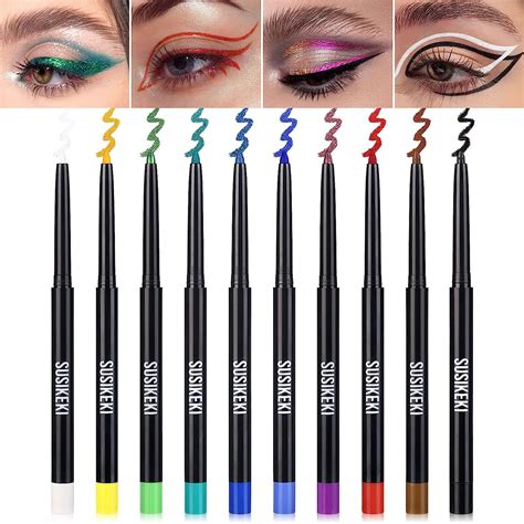 Susikeki 10pcs Colored Gel Eyeliner Pencil With Built In