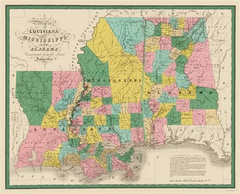 Louisiana Mississippi Alabama Finley 1827 2300 X 2854 Matte Art