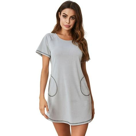 Topwoner Topwoner Womens Plus Size Nightgown Short Sleeve Sleepwear Round Neck Nightshirt