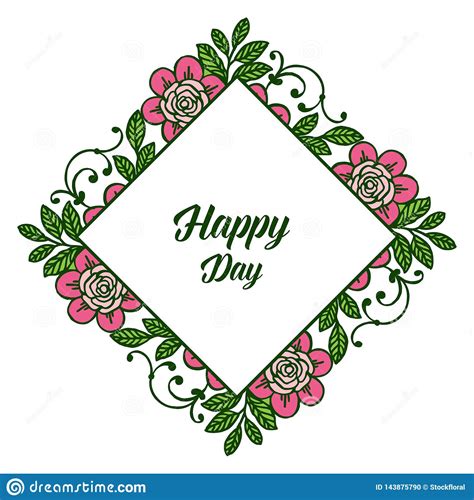 Vector Illustration Ornate Happy Day With Wreath Frame Style Stock