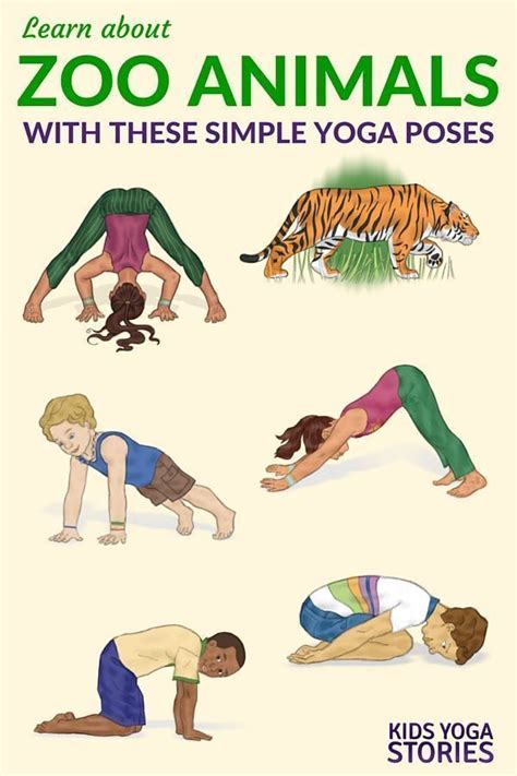 5 Zoo Yoga Poses For Kids Printable Poster Yoga For Kids Animal