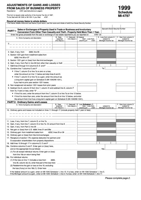 Real property gains tax (rpgt) is a tax levied by the inland revenue board (irb) on chargeable gains this tax is provided for in the real property gains tax act 1976 (act 169). Schedule Mi-4797 - Adjustments Of Gains And Losses From ...