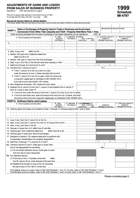 It is only applicable to the seller. Schedule Mi-4797 - Adjustments Of Gains And Losses From ...