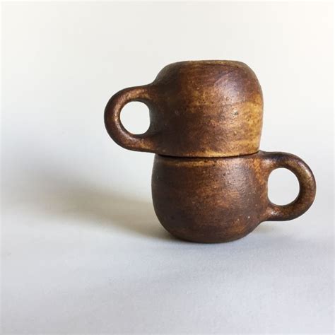 Small Cup Mug Rustic Brown Ceramic Pottery Handmade Rustic Coffee