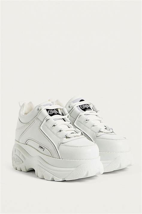 Buffalo White Leather Chunky Platform Trainers Urban Outfitters Uk