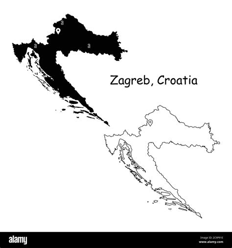 Zagabria Croazia Mappa Dettagliata Del Paese Con Il Pin Della