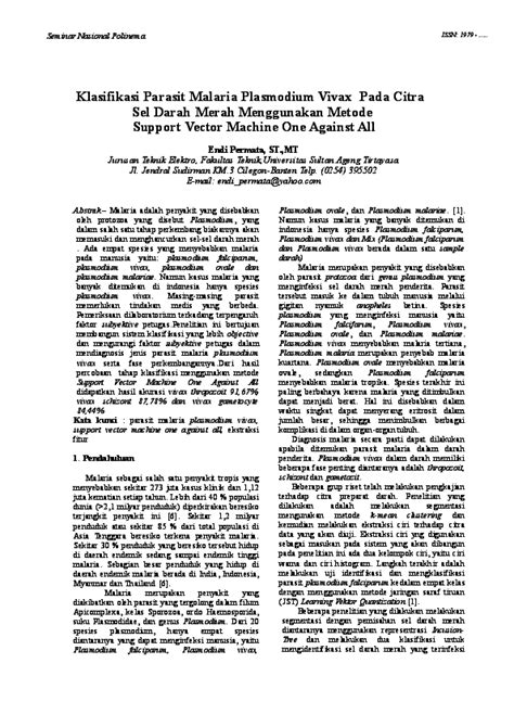 (DOC) Klasifikasi Parasit Malaria Plasmodium Vivax Pada ...