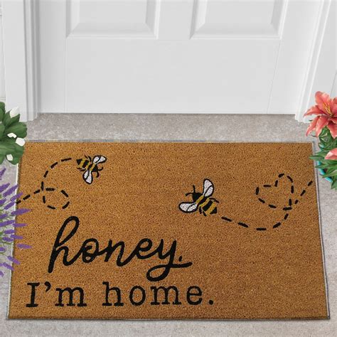 Hey Honey Im Home Bee Doormat Seasonal Spring Doormat Etsy