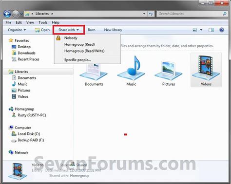 Homegroup Change File And Folder Sharing Settings Windows 7 Help Forums