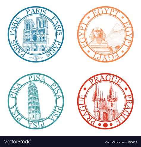 Travel Stamps Set Royalty Free Vector Image Vectorstock