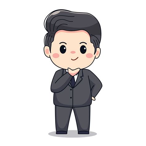 Illustration Of A Businessman With Formal Suit Cute Kawaii Chibi