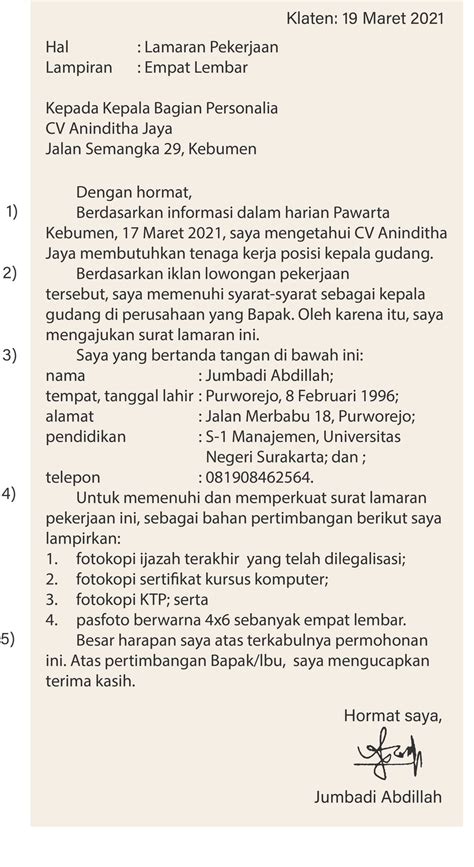 Perbaikan yang tepat bagian penutup surat lamaran