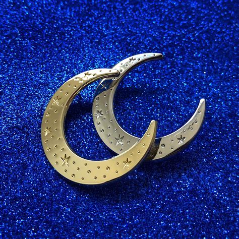 Celestial Moon Enamel Pin Silver Colour Crescent Moon Die Etsy