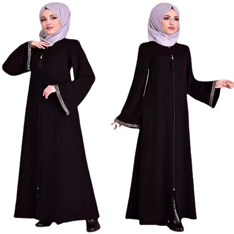 Muslim Women S Long Dress Middle East Dubai Turkish Jalabiya Zipper Cardigan Robe Muslim Fashion
