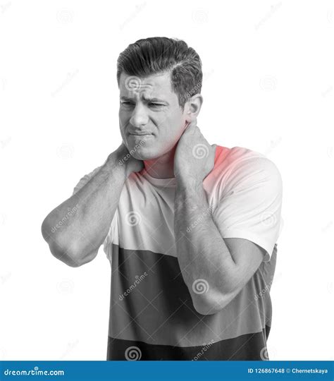 Young Man Suffering From Neck Pain Stock Photo Image Of Pain Neck