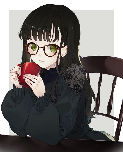 Anime Girl With Glasses And Black Hair