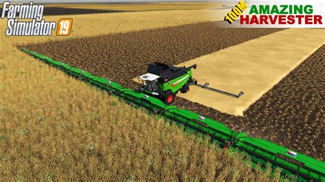 Farming Simulator 19 Agco Crazy Harvester Header 100 Meters Youtube