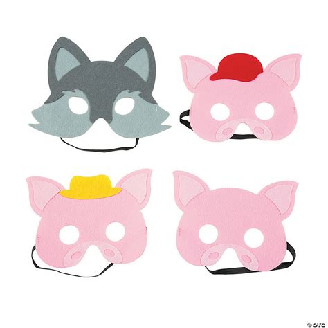Three Little Pigs And Big Bad Wolf Masks 4 Pc Oriental Trading