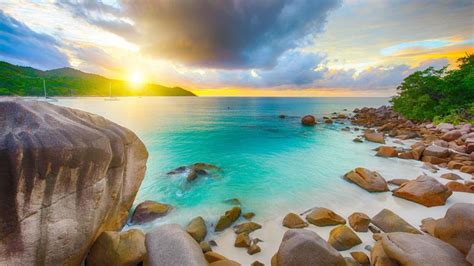 Rocky Beach In Seychelles Island Backiee
