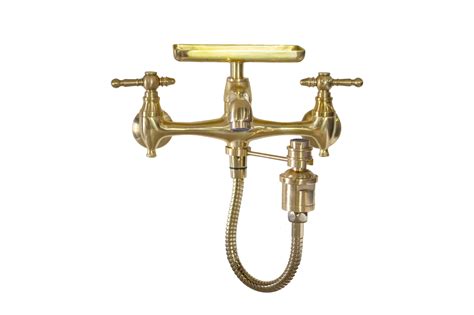 Antique Inspired Natural Unlacquered Brass Wall Mount Kitchen Sink