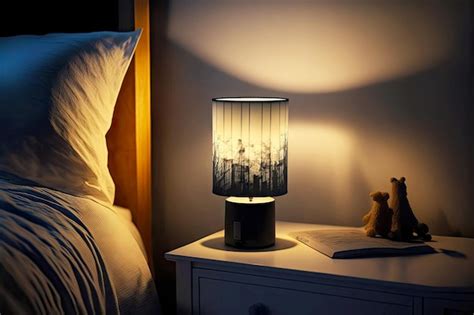 Premium Photo Modern Bedside Lamp With Lampshade Light Night Light