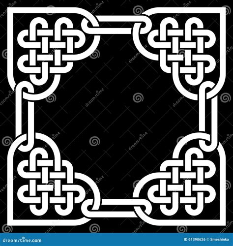 Black And White Celtic Knot Frame Made Of Heart Shaped Knots Vector