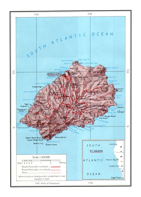 Detailed Political And Administrative Map Of St Helena With Relief