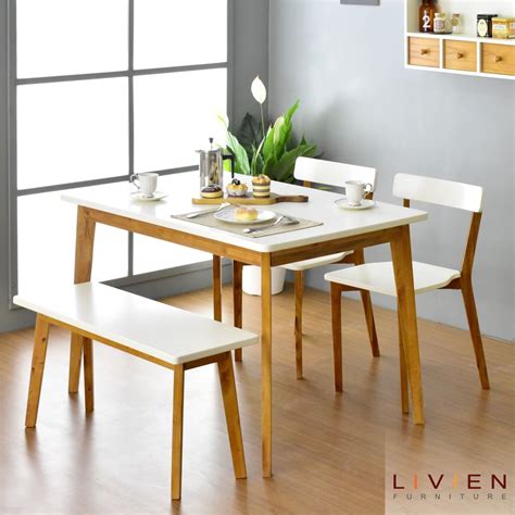 jual meja makan minimalis set  kursi  bangku modern combi livien