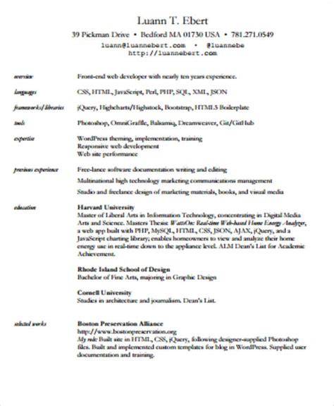 Resume Of It Fresher
