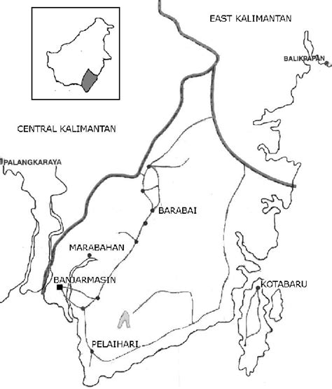 Map Of South Kalimantan Showing Four Towns At Which Sampling Sites Were
