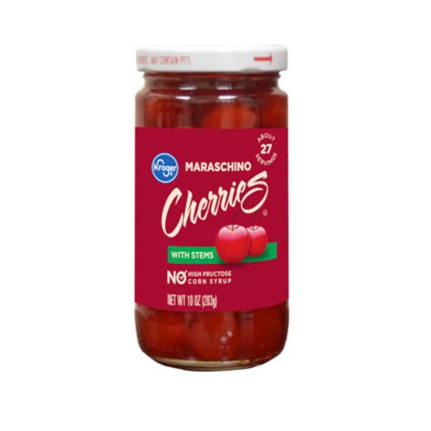 Kroger® Maraschino Cherries With Stem 10 Oz Smiths Food And Drug