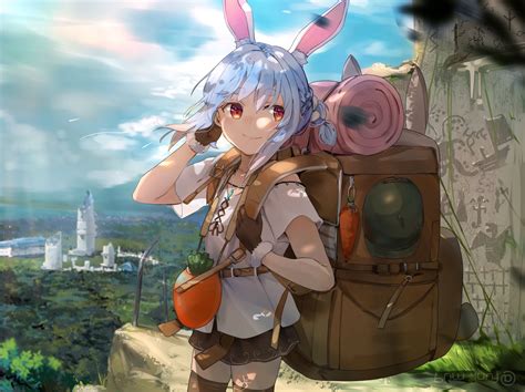 Wallpaper Hololive Usada Pekora Bunny Girl Fantasy Castle Ransel