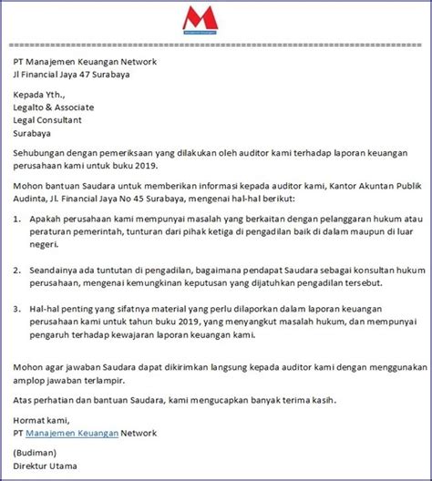 Contoh Korespondensi Bisnis