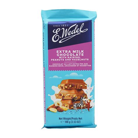 E Wedel Extra Milk Chocolate With Raisins Peanuts And Hazelnuts 100g
