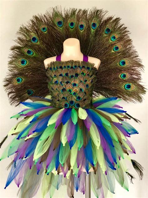 Peacock Tutu Costume Mardi Gras Pageant Dress Bird Costume Feather