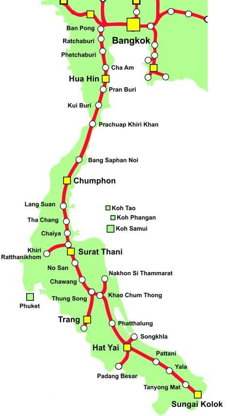 Map Of Thailands Southern Train Line Thailand Trains