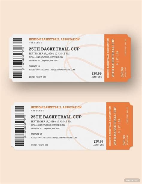 Basketball Ticket Template In Word Publisher Illustrator Psd Pages