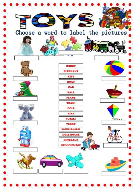toys vocabulary worksheet