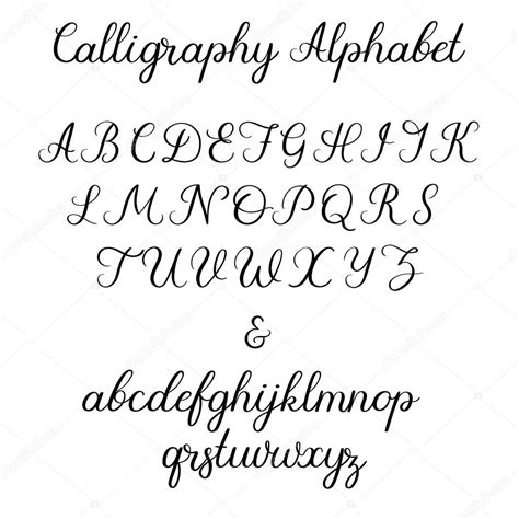 Alfabeto De Caligrafia Fonte Manuscrita Escova Letras Maiusculas
