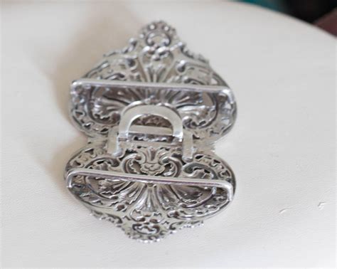 Fabulous Antique Sterling Silver Two Piece Belt Buckle From