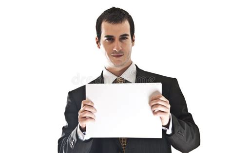 Business Man Hold Paper Stock Photo Image Of Looking 18593686