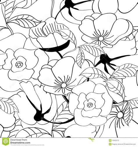 Black And White Seamless Pattern Stock Vector Illustration Of Botany