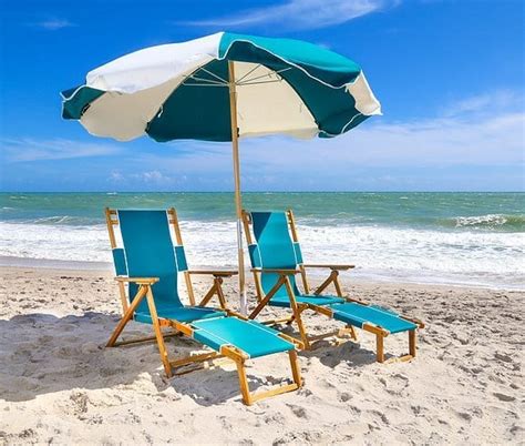 Beach Chairs And Umbrellas