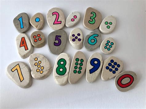 Numbers And Counting Story Stones Basic Math Skills Rocks Etsy Rock