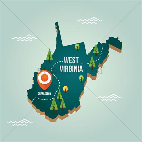 West Virginia Map With Capital City Vector Image 1536751