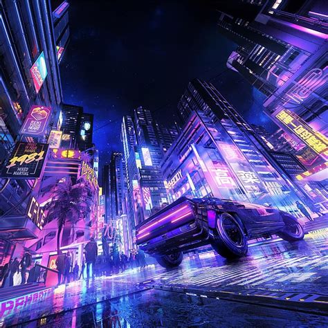 Cyberpunk Neon Night Car Hd Wallpaper Wallpaperbetter