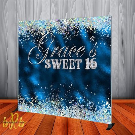 Royal Blue And Silver Bling Backdrop For Birthdays Sweet 16 Etsy