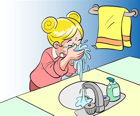 Cartoon Girl Washing Face