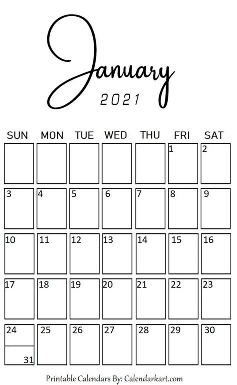 Are you looking for a printable calendar? 7 Cute and Stylish Free Printable January 2021 Calendar ...
