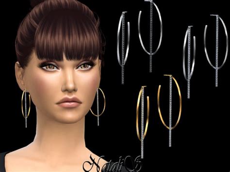 The Sims Resource Bar Diamond Hoop Earrings By Natalis • Sims 4 Downloads
